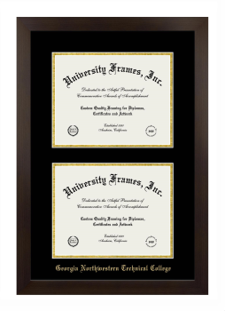 Georgia Northwestern Technical College Double Diploma Frame in Manhattan Espresso with Black & Gold Mats for document: 8 1/2"h x 11"w  , document: 8 1/2"h x 11"w  