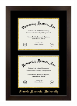 Lincoln Memorial University Double Diploma Frame in Manhattan Espresso with Black & Gold Mats for document: 8 1/2"h x 11"w  , document: 8 1/2"h x 11"w  