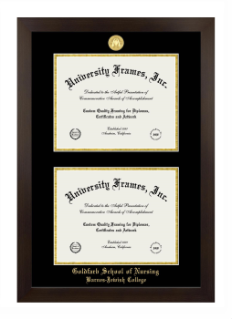Goldfarb School of Nursing Barnes-Jewish College Double Diploma Frame in Manhattan Espresso with Black & Gold Mats for document: 8 1/2"h x 11"w  , document: 8 1/2"h x 11"w  