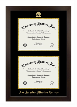 Los Angeles Mission College Double Diploma Frame in Manhattan Espresso with Black & Gold Mats for document: 8 1/2"h x 11"w  , document: 8 1/2"h x 11"w  