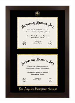 Los Angeles Southwest College Double Diploma Frame in Manhattan Espresso with Black & Gold Mats for document: 8 1/2"h x 11"w  , document: 8 1/2"h x 11"w  