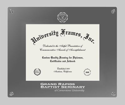 Grand Rapids Baptist Seminary Of Cornerstone University Lucent Clear-over-Smoke Frame in Lucent Smoke Moulding with Lucent Smoke Mat for document: 8 1/2"h x 11"w  