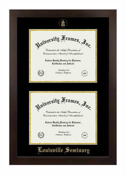 Louisville Seminary Double Diploma Frame in Manhattan Espresso with Black & Gold Mats for document: 8 1/2"h x 11"w  , document: 8 1/2"h x 11"w  