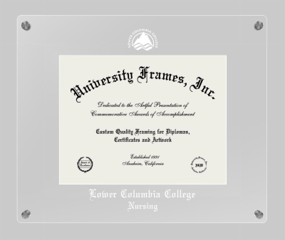 Lower Columbia College Nursing Lucent Clear-over-Clear Frame in Lucent Clear Moulding with Lucent Clear Mat for document: 8 1/2"h x 11"w  