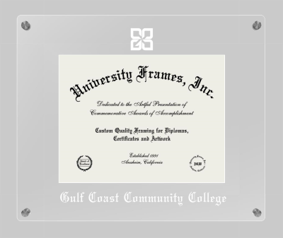 Gulf Coast Community College Lucent Clear-over-Clear Frame in Lucent Clear Moulding with Lucent Clear Mat for document: 8 1/2"h x 11"w  