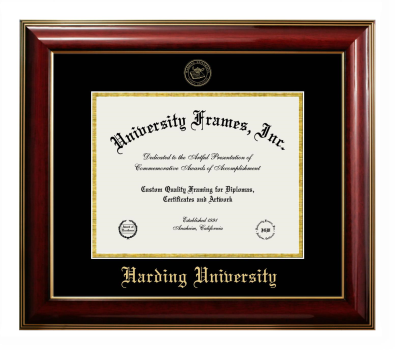 Harding University Diploma Frame in Classic Mahogany with Gold Trim with Black & Gold Mats for document: 8 1/2"h x 11"w  
