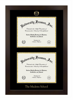 Madeira School Double Diploma Frame in Manhattan Espresso with Black & Gold Mats for document: 8 1/2"h x 11"w  , document: 8 1/2"h x 11"w  
