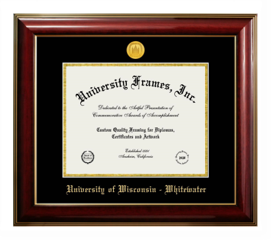University of Wisconsin - Whitewater Diploma Frame in Classic Mahogany with Gold Trim with Black & Gold Mats for document: 8 1/2"h x 11"w  