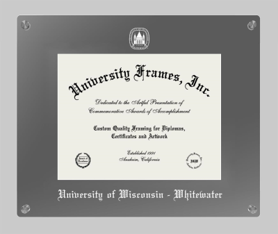 University of Wisconsin - Whitewater Lucent Clear-over-Smoke Frame in Lucent Smoke Moulding with Lucent Smoke Mat for document: 8 1/2"h x 11"w  
