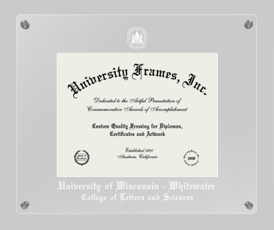 University of Wisconsin - Whitewater College of Letters and Sciences Lucent Clear-over-Clear Frame in Lucent Clear Moulding with Lucent Clear Mat for document: 8 1/2"h x 11"w  