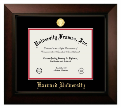 Harvard University Diploma Frame in Legacy Black Cherry with Black & Red Mats for document: 8 1/2"h x 11"w  