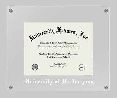 University of Wollongong Lucent Clear-over-Clear Frame in Lucent Clear Moulding with Lucent Clear Mat for document: 8 1/2"h x 11"w  