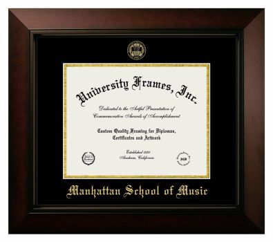 Manhattan School of Music Diploma Frame in Legacy Black Cherry with Black & Gold Mats for document: 8 1/2"h x 11"w  