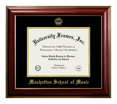 Manhattan School of Music Diploma Frame in Classic Mahogany with Gold Trim with Black & Gold Mats for document: 8 1/2"h x 11"w  