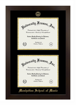 Manhattan School of Music Double Diploma Frame in Manhattan Espresso with Black & Gold Mats for document: 8 1/2"h x 11"w  , document: 8 1/2"h x 11"w  