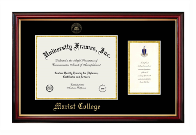 Marist College Diploma with Announcement Frame in Petite Mahogany with Gold Trim with Black & Gold Mats for document: 8 1/2"h x 11"w  , diploma: 7"h x 4"w  