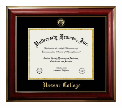 Vassar College Diploma Frame in Classic Mahogany with Gold Trim with Black & Gold Mats for document: 8 1/2"h x 11"w  