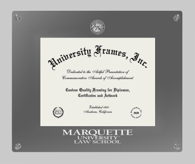 Marquette University Law School Lucent Clear-over-Smoke Frame in Lucent Smoke Moulding with Lucent Smoke Mat for document: 8 1/2"h x 11"w  