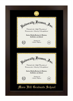 Mars Hill Graduate School Double Diploma Frame in Manhattan Espresso with Black & Gold Mats for document: 8 1/2"h x 11"w  , document: 8 1/2"h x 11"w  