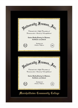 Marshalltown Community College Double Diploma Frame in Manhattan Espresso with Black & Gold Mats for document: 8 1/2"h x 11"w  , document: 8 1/2"h x 11"w  