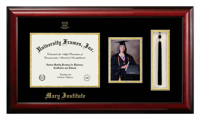 Mary Institute Diploma with 5 x 7 Portrait & Tassel Box Frame in Classic Mahogany with Black & Gold Mats for document: 8 1/2"h x 11"w  