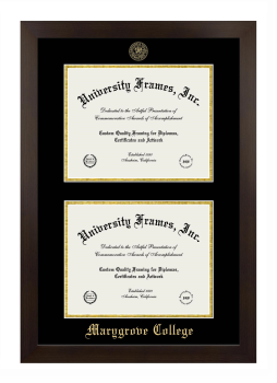Marygrove College Double Diploma Frame in Manhattan Espresso with Black & Gold Mats for document: 8 1/2"h x 11"w  , document: 8 1/2"h x 11"w  