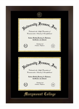 Marymount College Double Diploma Frame in Manhattan Espresso with Black & Gold Mats for document: 8 1/2"h x 11"w  , document: 8 1/2"h x 11"w  
