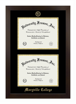 Maryville College Double Diploma Frame in Manhattan Espresso with Black & Gold Mats for document: 8 1/2"h x 11"w  , document: 8 1/2"h x 11"w  
