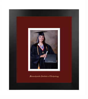 Massachusetts Institute of Technology 5 x 7 Portrait Frame in Manhattan Black with Maroon & White Mats