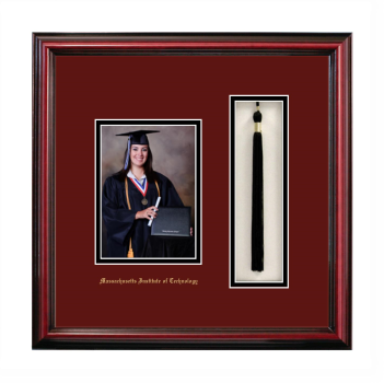 Massachusetts Institute of Technology 5 x 7 Portrait with Tassel Box Frame in Petite Cherry with Maroon & Black Mats
