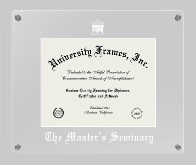 Master's Seminary Lucent Clear-over-Clear Frame in Lucent Clear Moulding with Lucent Clear Mat for document: 8 1/2"h x 11"w  
