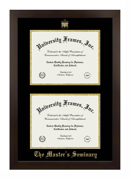 Master's Seminary Double Diploma Frame in Manhattan Espresso with Black & Gold Mats for document: 8 1/2"h x 11"w  , document: 8 1/2"h x 11"w  