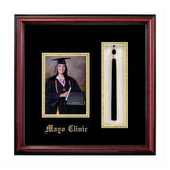 Mayo Clinic 5 x 7 Portrait with Tassel Box Frame in Petite Cherry with Black & Gold Mats