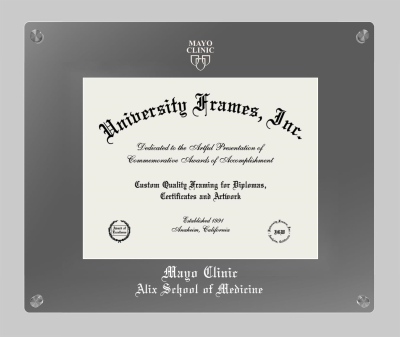 Mayo Clinic Alix School of Medicine Lucent Clear-over-Smoke Frame in Lucent Smoke Moulding with Lucent Smoke Mat for document: 8 1/2"h x 11"w  