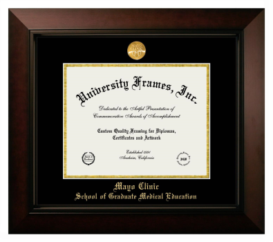Mayo Clinic School of Graduate Medical Education Diploma Frame in Legacy Black Cherry with Black & Gold Mats for document: 8 1/2"h x 11"w  