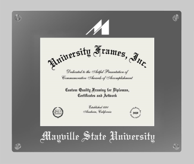 Mayville State University Lucent Clear-over-Smoke Frame in Lucent Smoke Moulding with Lucent Smoke Mat for document: 8 1/2"h x 11"w  