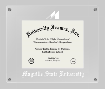 Mayville State University Lucent Clear-over-Clear Frame in Lucent Clear Moulding with Lucent Clear Mat for document: 8 1/2"h x 11"w  
