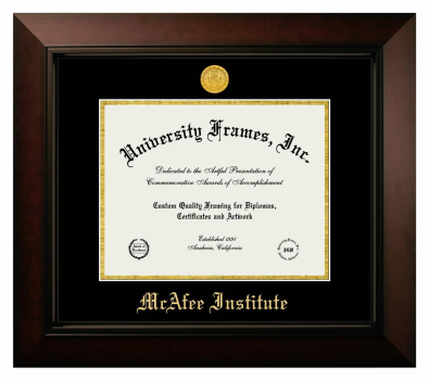 McAfee Institute Diploma Frame in Legacy Black Cherry with Black & Gold Mats for document: 8 1/2"h x 11"w  