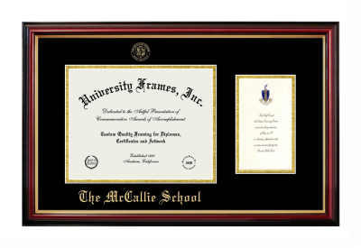 McCallie School Diploma with Announcement Frame in Petite Mahogany with Gold Trim with Black & Gold Mats for document: 8 1/2"h x 11"w  , diploma: 7"h x 4"w  