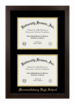 Mcconnellsburg High School Double Diploma Frame in Manhattan Espresso with Black & Gold Mats for document: 8 1/2"h x 11"w  , document: 8 1/2"h x 11"w  