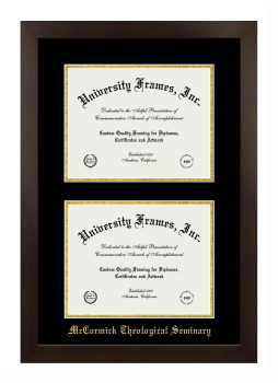 McCormick Theological Seminary Double Diploma Frame in Manhattan Espresso with Black & Gold Mats for document: 8 1/2"h x 11"w  , document: 8 1/2"h x 11"w  