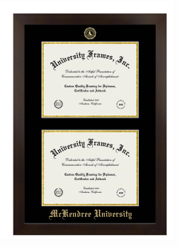 McKendree University Double Diploma Frame in Manhattan Espresso with Black & Gold Mats for document: 8 1/2"h x 11"w  , document: 8 1/2"h x 11"w  