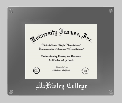 McKinley College Lucent Clear-over-Smoke Frame in Lucent Smoke Moulding with Lucent Smoke Mat for document: 8 1/2"h x 11"w  