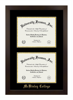 McKinley College Double Diploma Frame in Manhattan Espresso with Black & Gold Mats for document: 8 1/2"h x 11"w  , document: 8 1/2"h x 11"w  