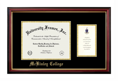 McKinley College Diploma with Announcement Frame in Petite Mahogany with Gold Trim with Black & Gold Mats for document: 8 1/2"h x 11"w  , diploma: 7"h x 4"w  