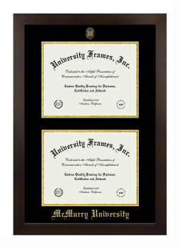 McMurry University Double Diploma Frame in Manhattan Espresso with Black & Gold Mats for document: 8 1/2"h x 11"w  , document: 8 1/2"h x 11"w  