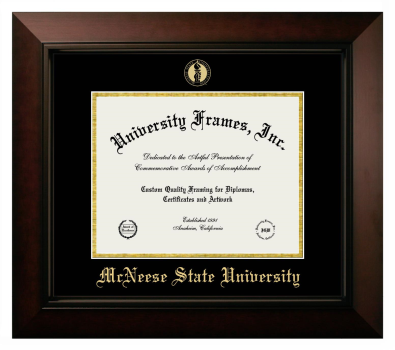 McNeese State University Diploma Frame in Legacy Black Cherry with Black & Gold Mats for document: 8 1/2"h x 11"w  