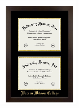 Warren Wilson College Double Diploma Frame in Manhattan Espresso with Black & Gold Mats for document: 8 1/2"h x 11"w  , document: 8 1/2"h x 11"w  
