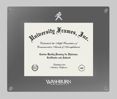 Washburn University Lucent Clear-over-Smoke Frame in Lucent Smoke Moulding with Lucent Smoke Mat for document: 8 1/2"h x 11"w  