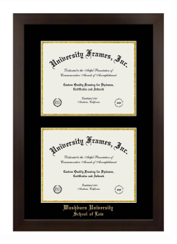 Washburn University School of Law Double Diploma Frame in Manhattan Espresso with Black & Gold Mats for document: 8 1/2"h x 11"w  , document: 8 1/2"h x 11"w  